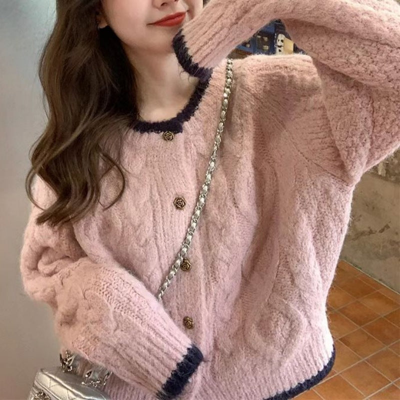 Damen Grobstrick Cardigan mit elegantem Zopfmuster Heidi-Mode