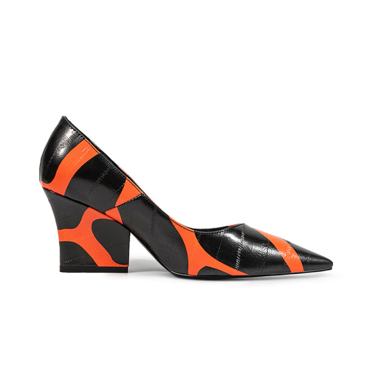 Damen Spitz-Zeh Wedge-Pumps mit modernem geometrischen Design Heidi-Mode