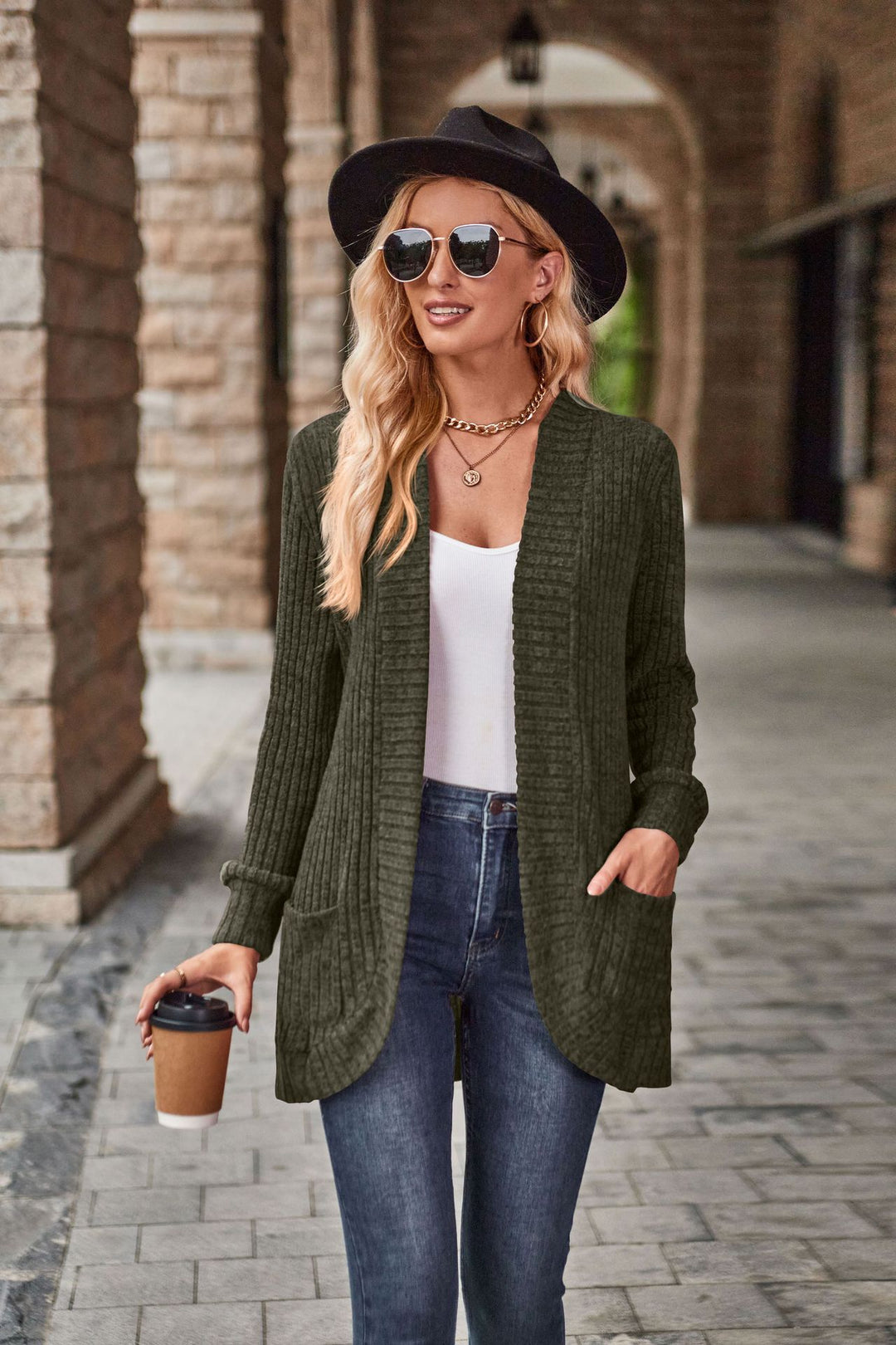 Damen Strickjacke mit strukturiertem Muster und praktischen Taschen Heidi-Mode