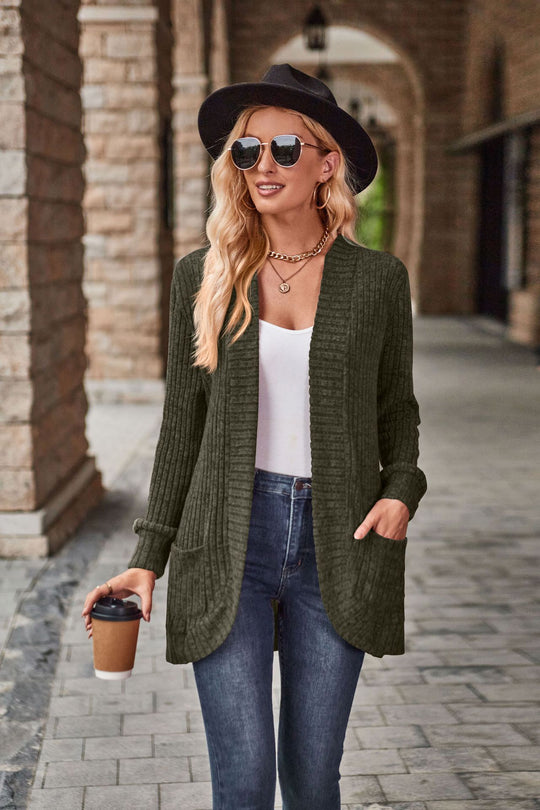 Damen Strickjacke mit strukturiertem Muster und praktischen Taschen Heidi-Mode