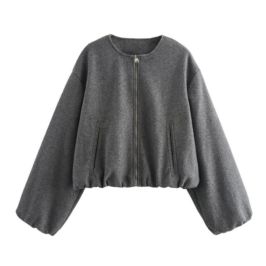 Damen lässige Oversize-Jacke mit elastischem Bund und praktischen Taschen Heidi-Mode