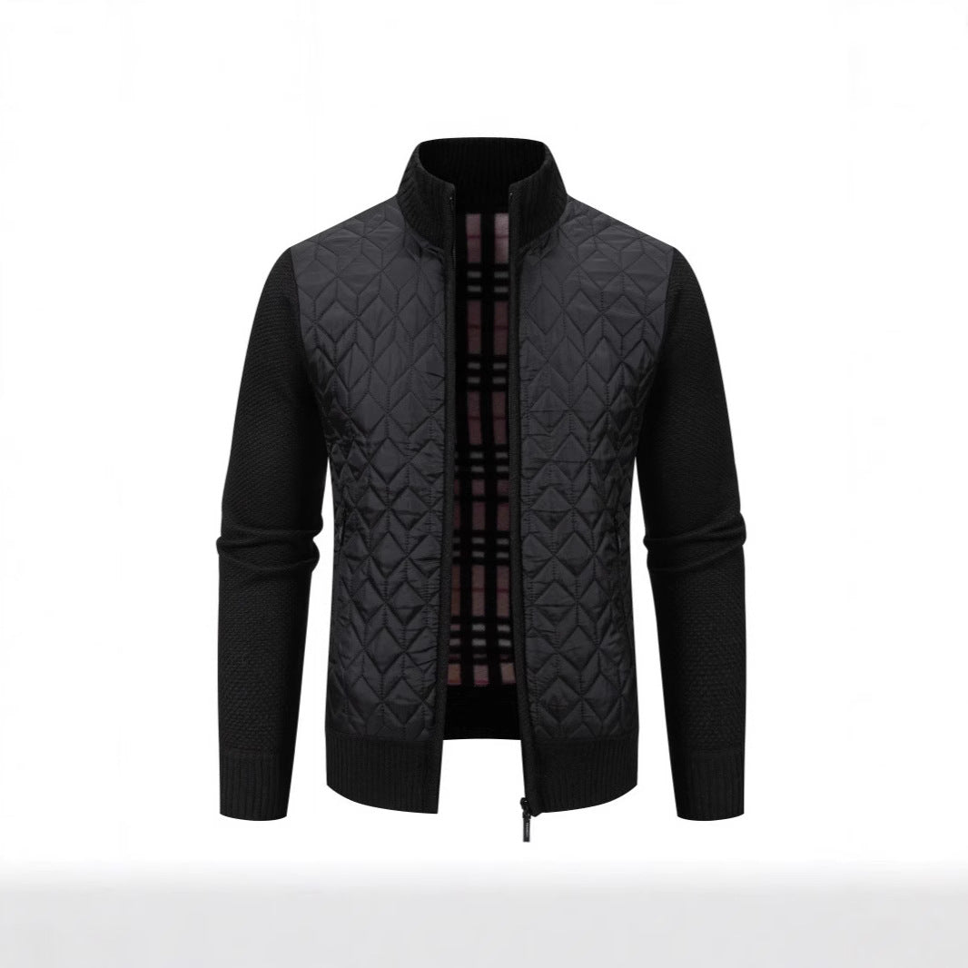 Herren Steppjacke mit hohem Kragen und eleganter Strickästhetik Heidi-Mode