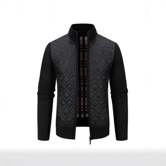 Herren Steppjacke mit hohem Kragen und eleganter Strickästhetik Heidi-Mode