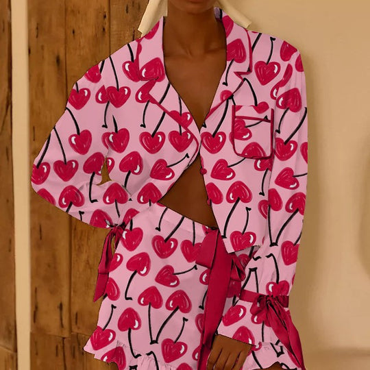 Damen Schlafanzug-Set mit Erdbeer-Design Heidi-Mode