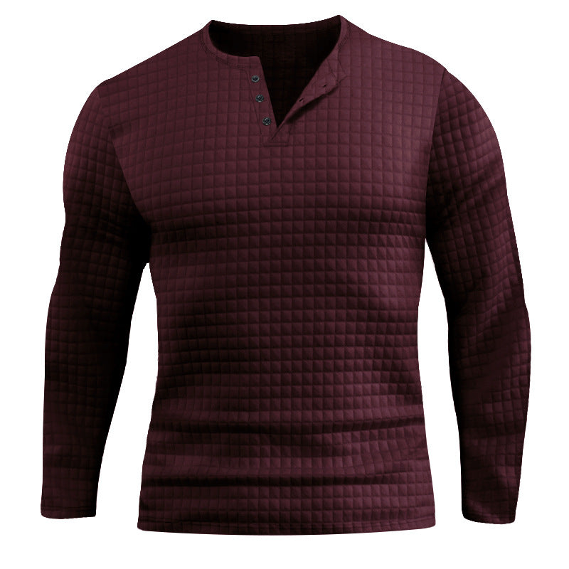 Herren Langarmshirt mit strukturiertem Design und modischem Knopfverschluss Heidi-Mode