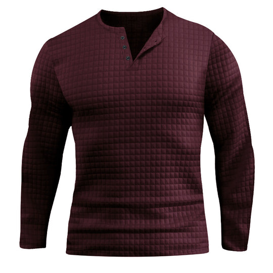 Herren Langarmshirt mit strukturiertem Design und modischem Knopfverschluss Heidi-Mode