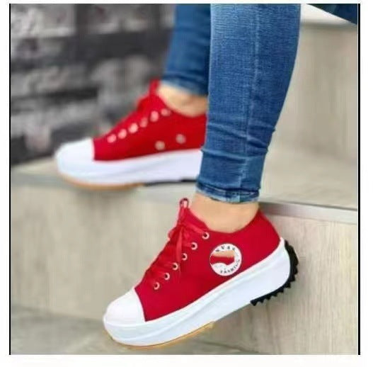 Damen Sportliche Canvas Sneakers im urbanen Design mit Gummisohle Heidi-Mode