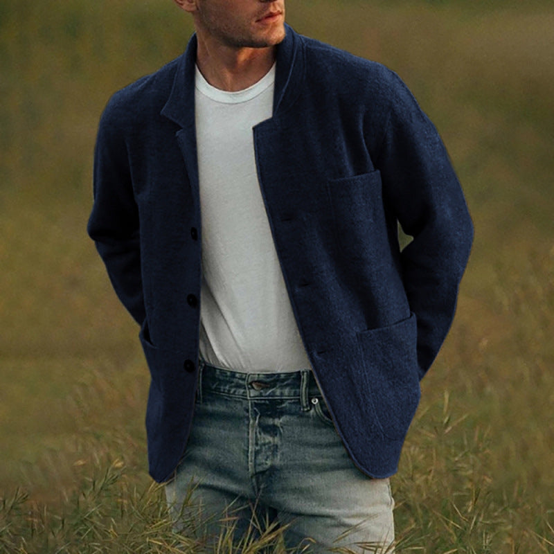Herren lässige Wolljacke mit modernem Schnitt und praktischen Taschen Heidi-Mode