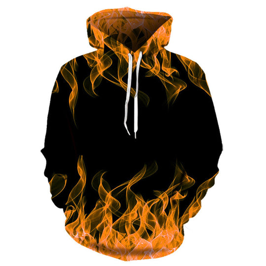 Herren Hoodie mit kreativem Flammenmuster Heidi-Mode