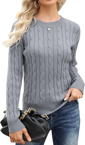 Damen klassischer Strickpullover mit Zopfdesign Heidi-Mode
