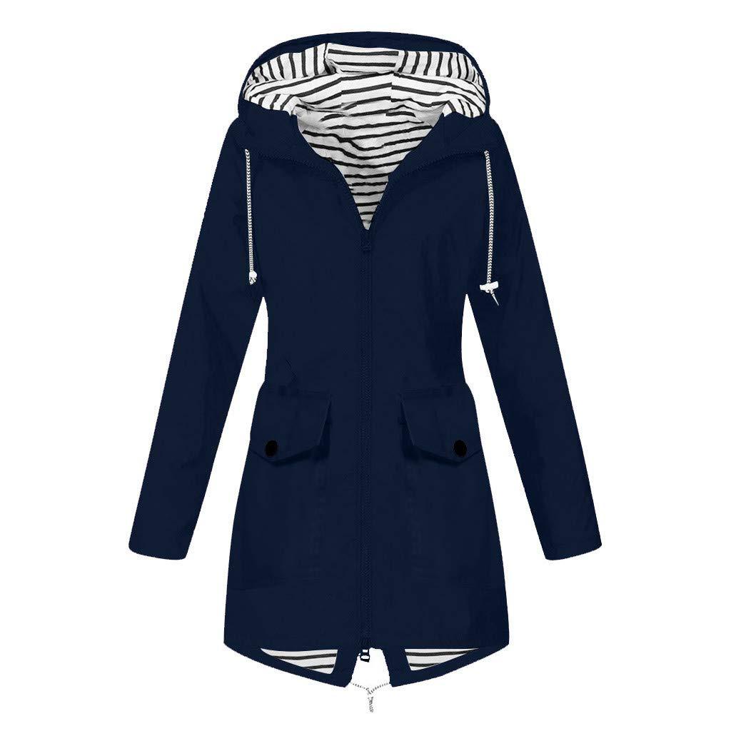 Damen Outdoor-Jacke mit verstellbarem Kapuzenkragen und dekorativen Taschen Heidi-Mode