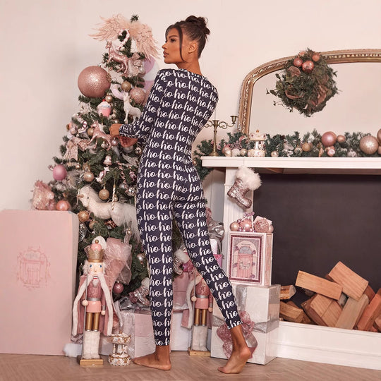 Damen Gemütlicher Jumpsuit mit Weihnachtsmotiv und langer Arm Heidi-Mode