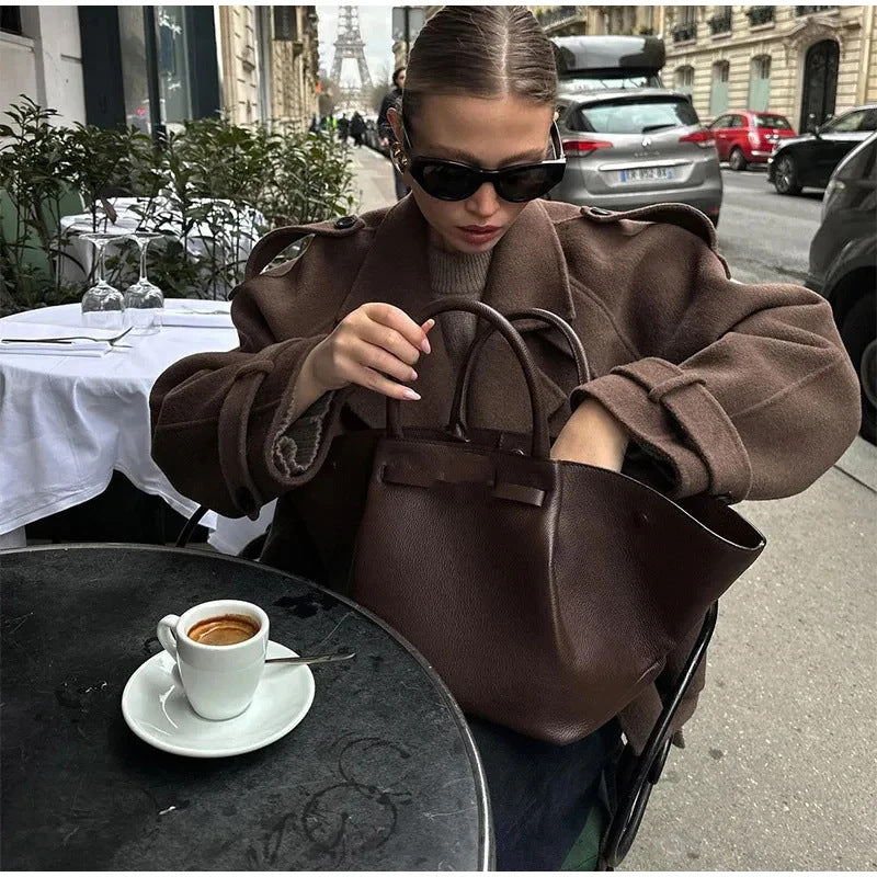 Damen modische Trenchjacke mit taillierbarem Gürtel und eleganten Knöpfen Heidi-Mode