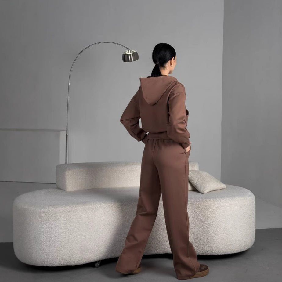 Damen angeschnittene Kapuzenjacke mit Reißverschluss und Taschen Heidi-Mode