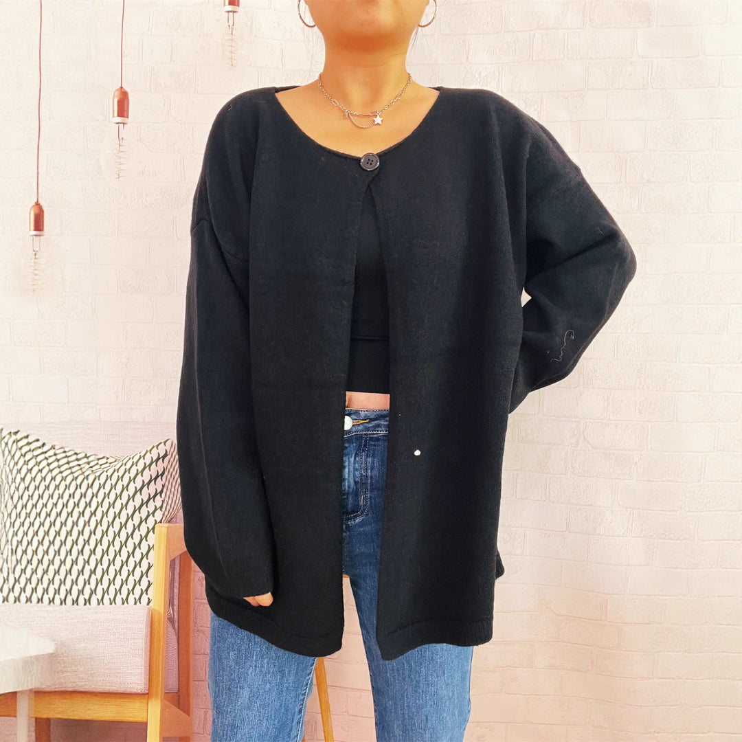 Damen lässiger Strickcardigan mit offenem Schnitt und weichen Materialien Heidi-Mode