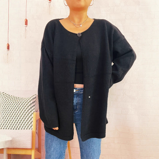 Damen lässiger Strickcardigan mit offenem Schnitt und weichen Materialien Heidi-Mode