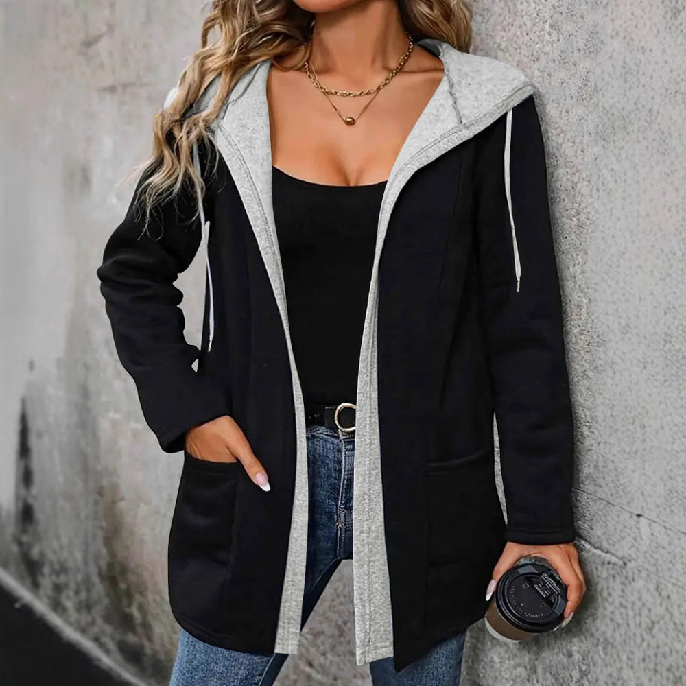 Damen lässige Kapuzenjacke mit seitlichen Taschen und modernem Schnitt Heidi-Mode