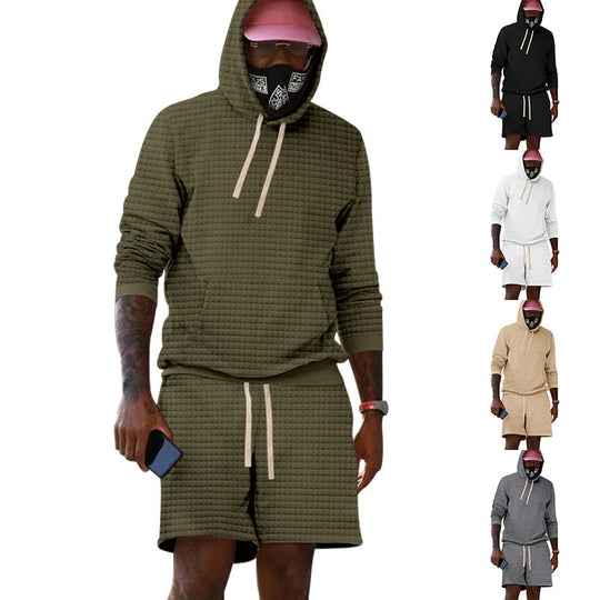 Herren lässiger Kapuzenpullover und Shorts Set aus atmungsaktivem Material Heidi-Mode