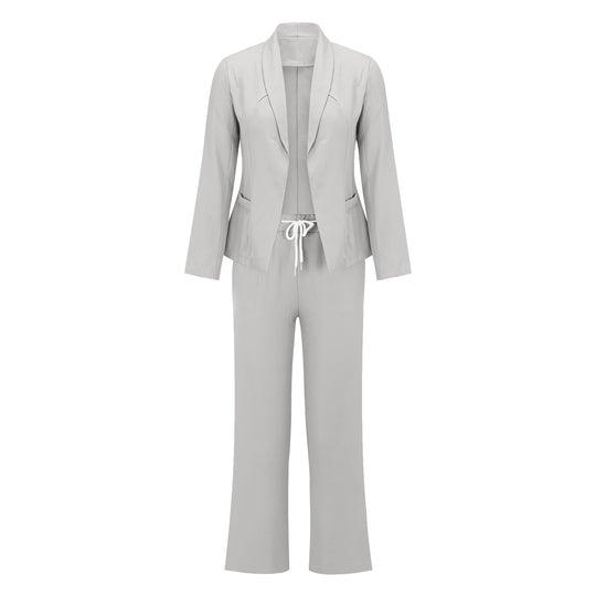 Damen eleganter Jumpsuit mit Blazer-Optik und verstellbarem Taillenzug Heidi-Mode