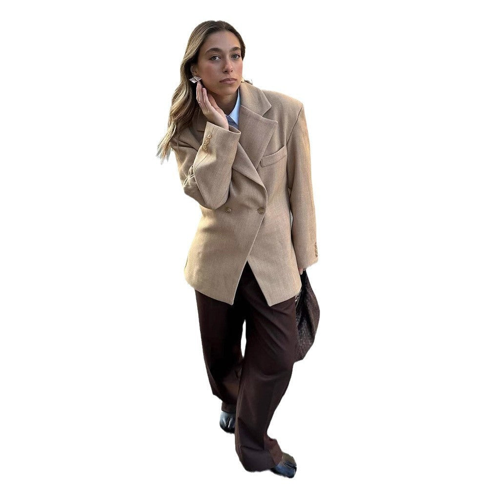 Damen Oversized Blazerjacke mit doppelter Knopfleiste und modischen Details Heidi-Mode