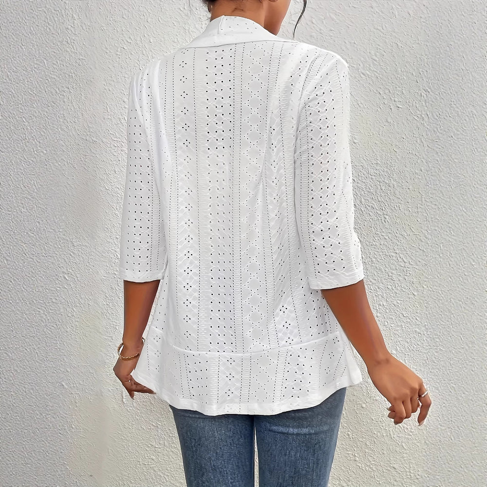 Damen Blazerjacke mit Lochmuster und lässigem Schnitt Heidi-Mode