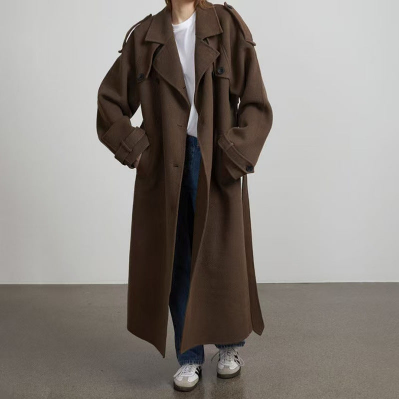 Damen eleganter und stylischer Trenchcoat mit taillierbarem Gürtel Heidi-Mode
