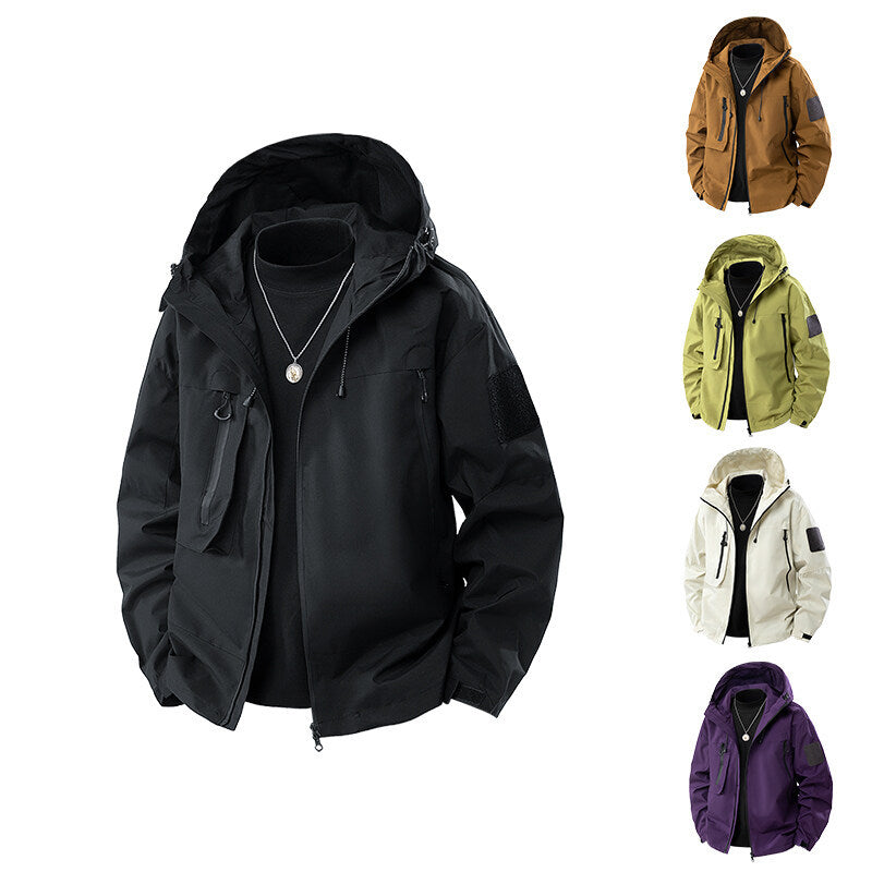 Herren wasserfeste Multifunktionsjacke mit Kapuze und praktischen Taschen Heidi-Mode