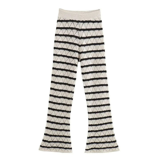 Damen Strick-Leggings mit breitem Bund und einzigartigem Muster Heidi-Mode