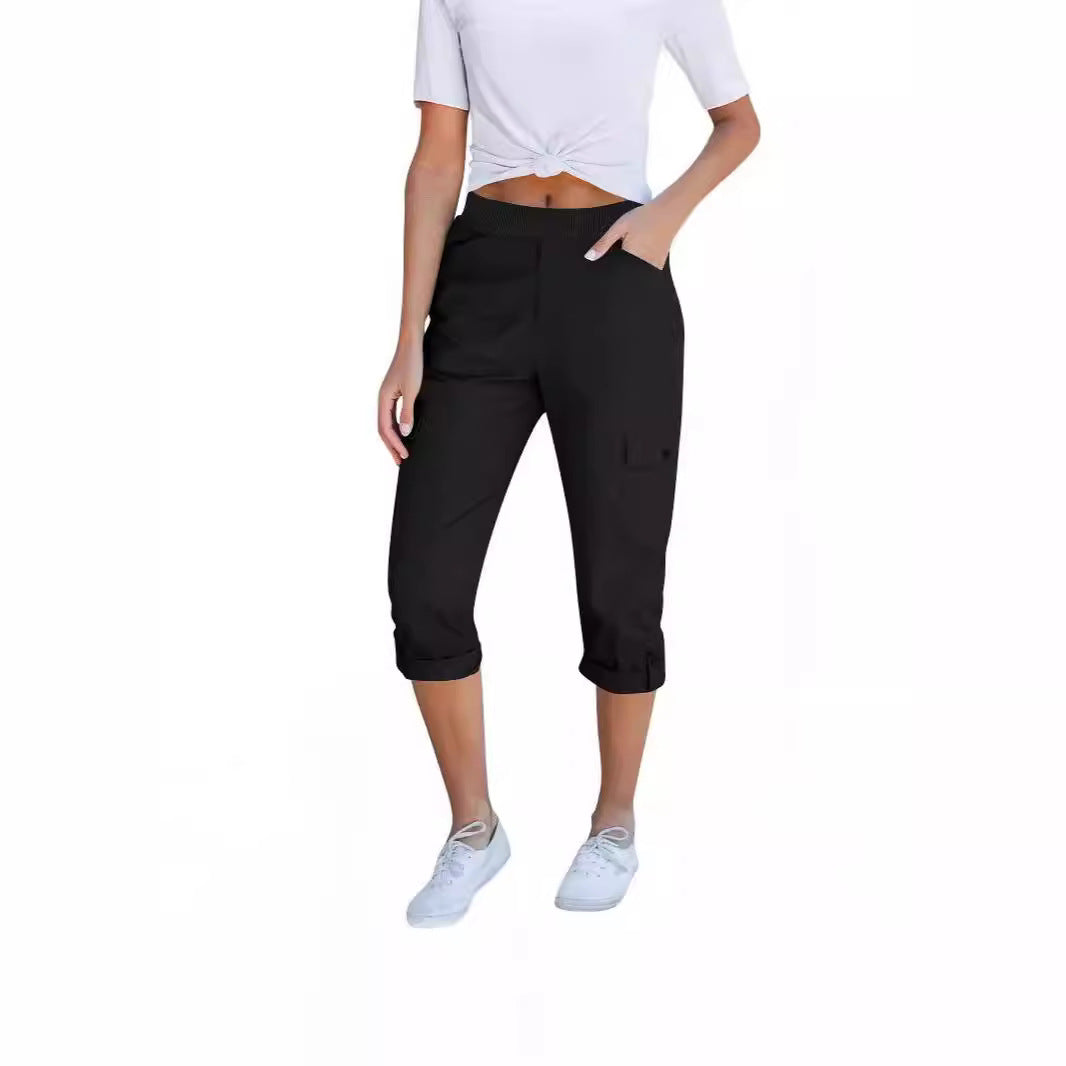 Damen Cargo-Hosen mit elastischem Bund und praktischen Taschen Heidi-Mode