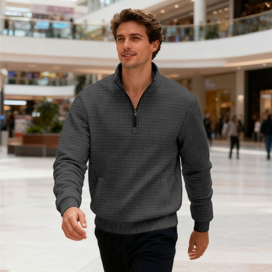 Herren sportlicher Pullover mit halbhoch geschlossenem Kragen Heidi-Mode