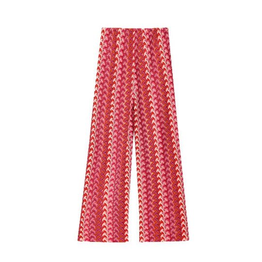 Damen weite Palazzohose mit auffälligem Wellenmuster und elastischem Bund Heidi-Mode