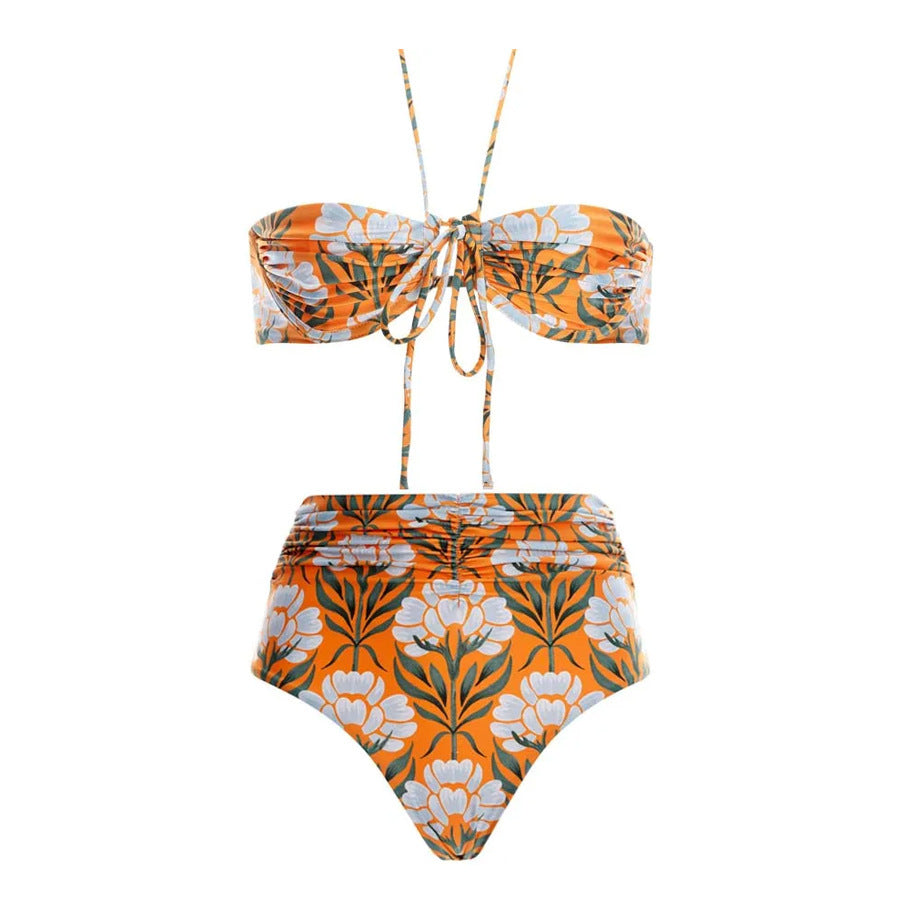 Damen Zweiteiliges Bikini-Set mit Schärpe Heidi-Mode