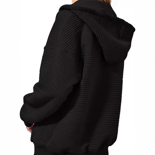 Damen lässiger Pullover mit hohem Kragen und strukturiertem Design Heidi-Mode