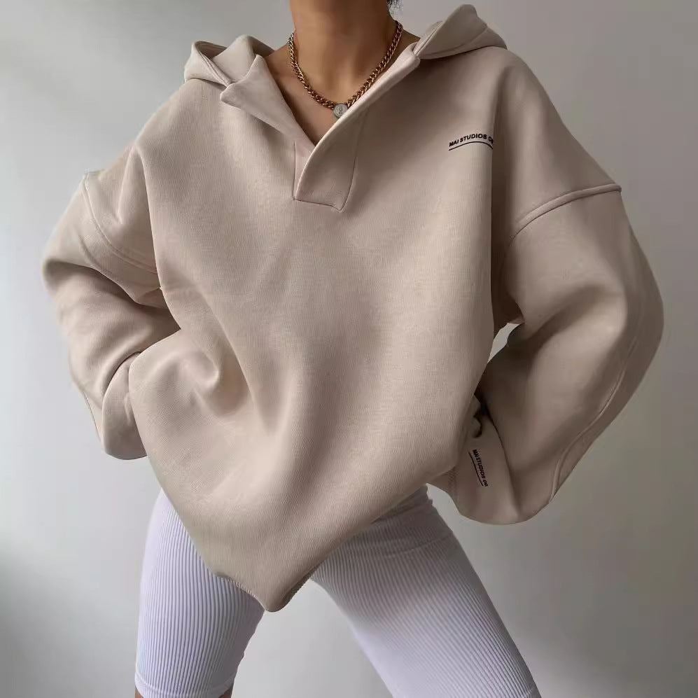 Damen oversized Kapuzenpullover mit lässigem Schnitt und sportlicher Ästhetik Heidi-Mode