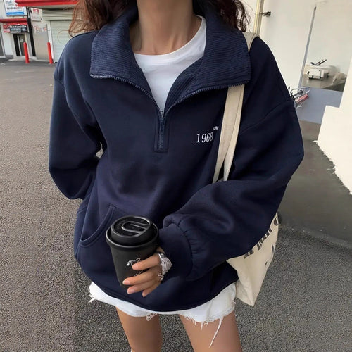 Damen komfortabler Pullover mit Stehkragen und Reißverschluss Heidi-Mode