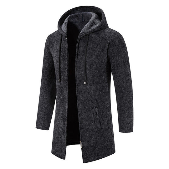 Herren modische Premium-Fleecejacke mit Kapuze und seitlichen Taschen Heidi-Mode