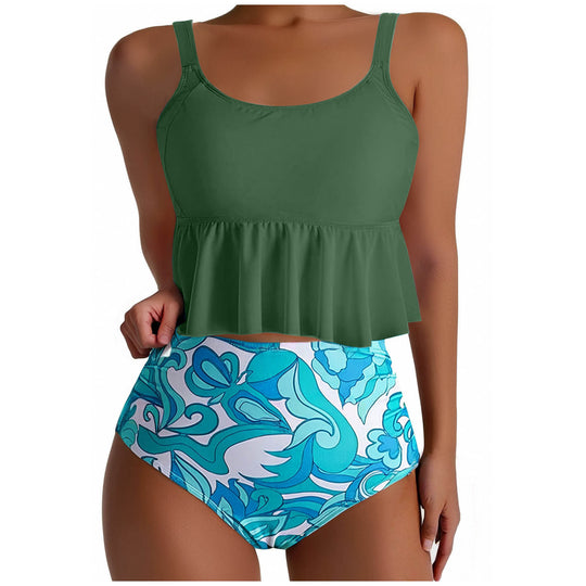 Damen Peplum-Stil Hohe Taille Badeanzug Set Heidi-Mode