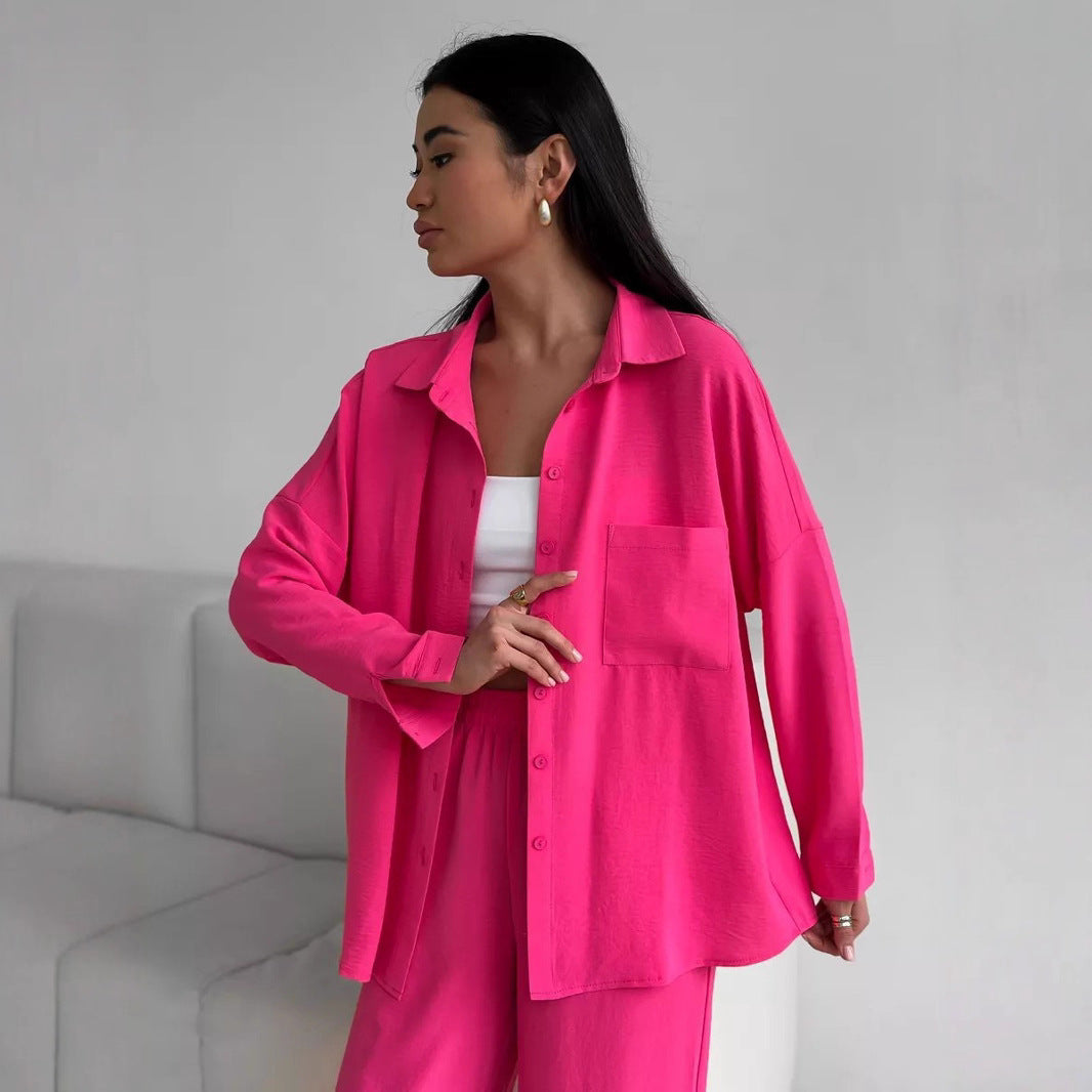 Damen lässige Bluse im Oversized-Stil mit Taschen Heidi-Mode