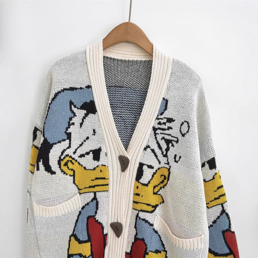 Damen Strickjacke mit Donald Duck Design Heidi-Mode