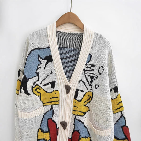 Damen Strickjacke mit Donald Duck Design Heidi-Mode