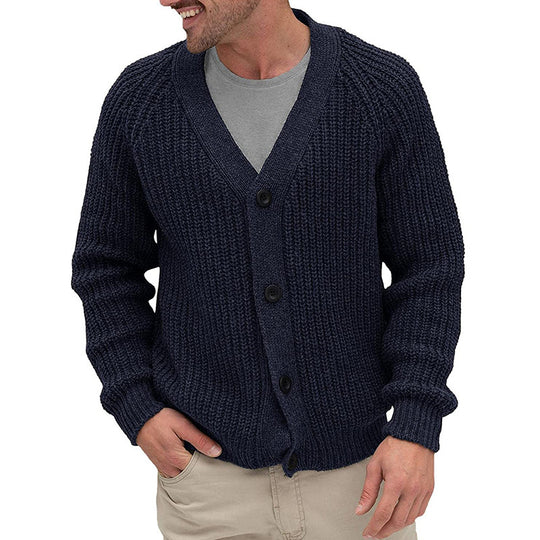 Herren modische Strickjacke mit tiefem V-Ausschnitt und strukturierter Oberfläche Heidi-Mode
