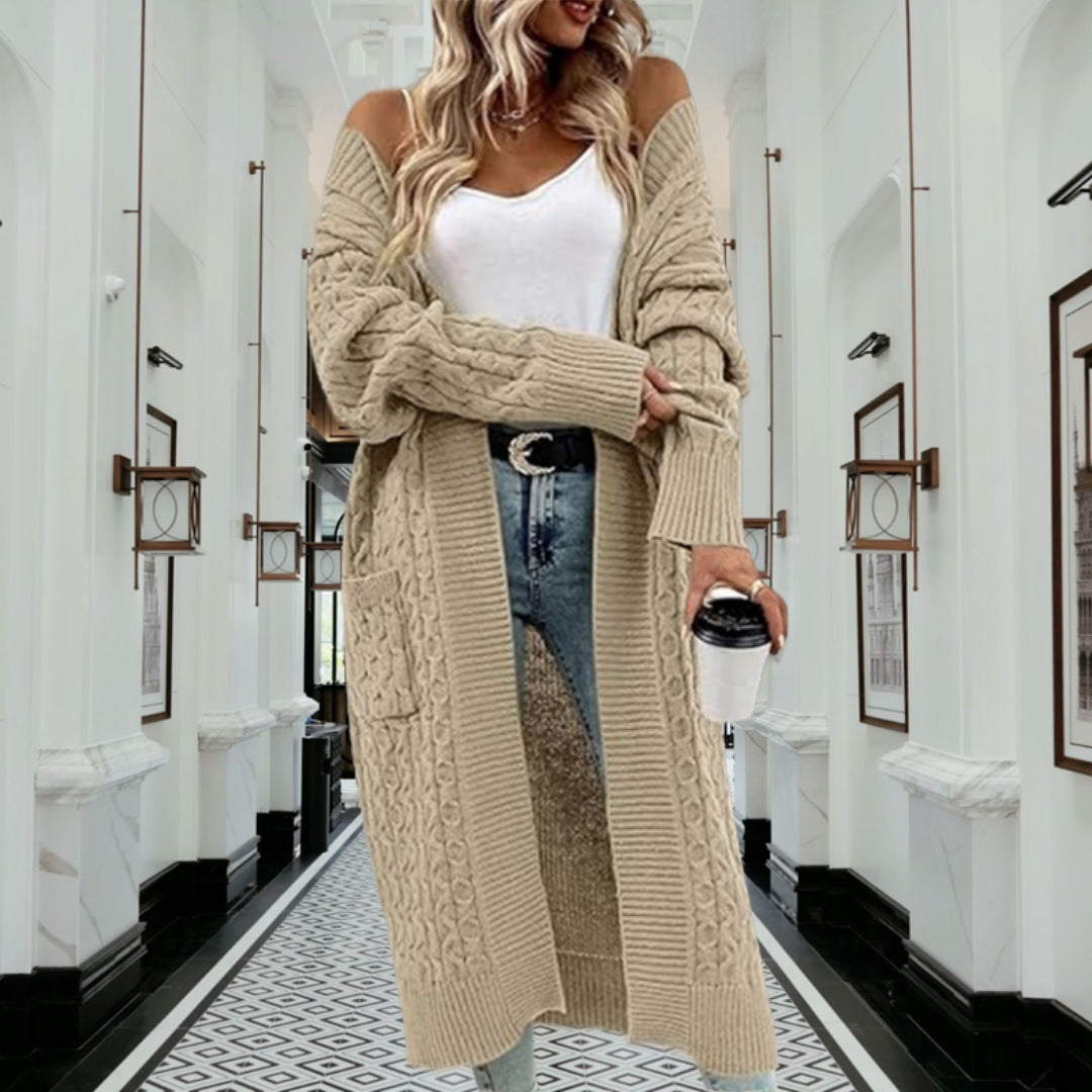 Damen Strickmantel mit Kabelmuster Heidi-Mode