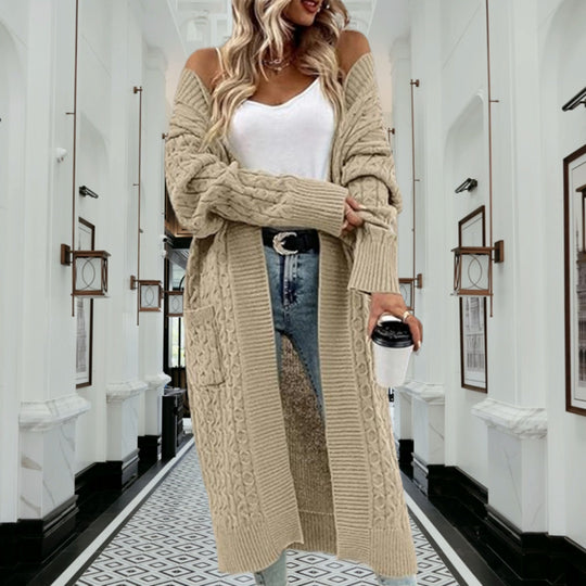 Damen Strickmantel mit Kabelmuster Heidi-Mode