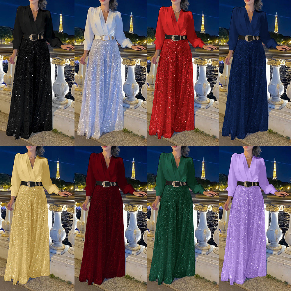 Damen Funkelndes Abendkleid mit elegantem Oberteil und glitzerndem Rock Heidi-Mode