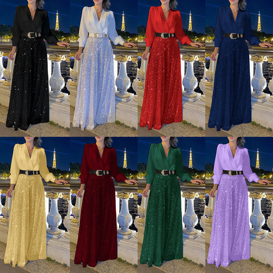 Damen Funkelndes Abendkleid mit elegantem Oberteil und glitzerndem Rock Heidi-Mode