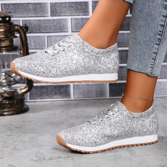 Damen Glitzernde Sneaker mit atmungsaktiver Sohle Heidi-Mode