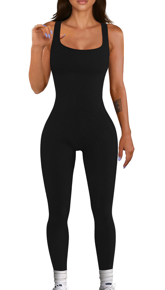 Damen Sportlicher Bodysuit mit Rippstruktur und breiten Trägern Heidi-Mode