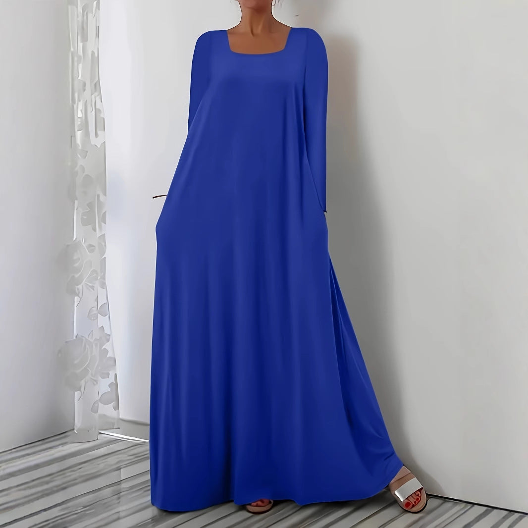 Damen Weit geschnittenes Maxikleid mit praktischen Taschen Heidi-Mode