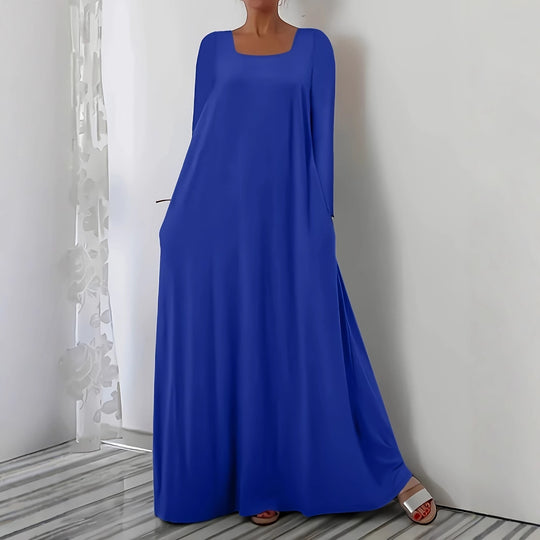 Damen Weit geschnittenes Maxikleid mit praktischen Taschen Heidi-Mode