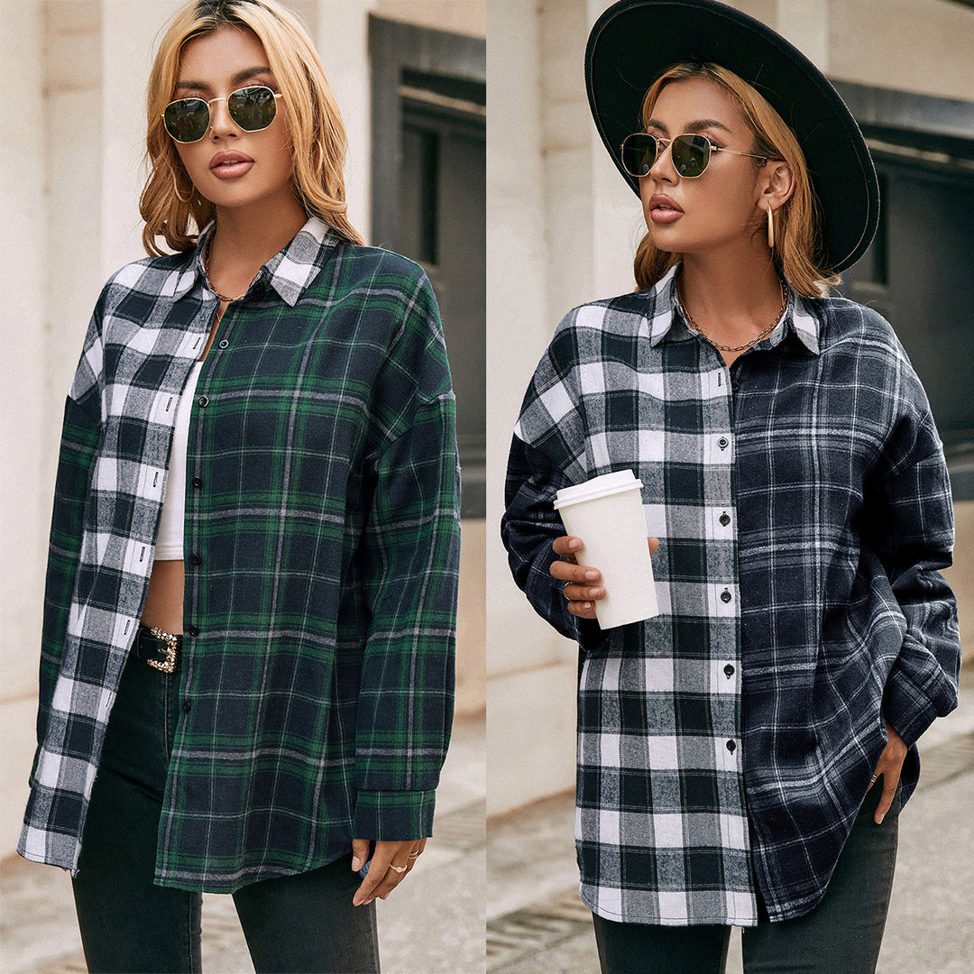 Damen lässige Flanellhemdjacke mit Karomuster Heidi-Mode